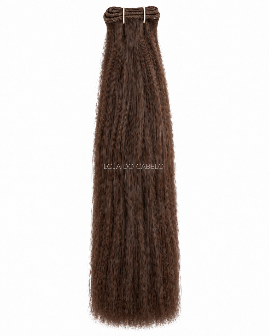 Cabelo humano liso em banda, 50 cm, cor #2 — castanho escuro, com pontas cheias