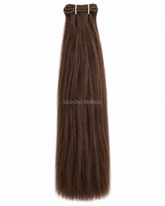 Cabelo humano liso em banda, 50 cm, cor #2 — castanho escuro, com pontas cheias
