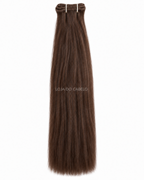 Cabelo humano liso em banda, 50 cm, cor #2 — castanho escuro, com pontas cheias