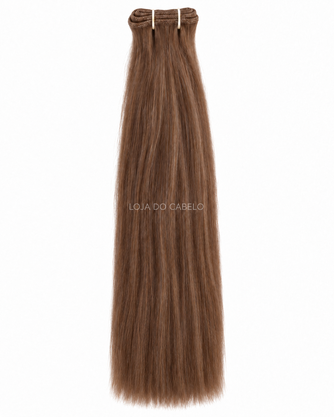 Cabelo humano liso em banda, 50 cm, cor #6 — castanho avelã, com pontas cheias