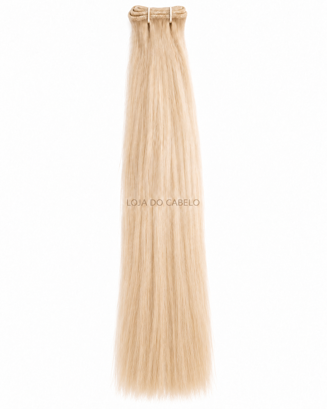 Cabelo humano liso em banda, 60 cm, cor #613 — loiro platinado com pontas cheias