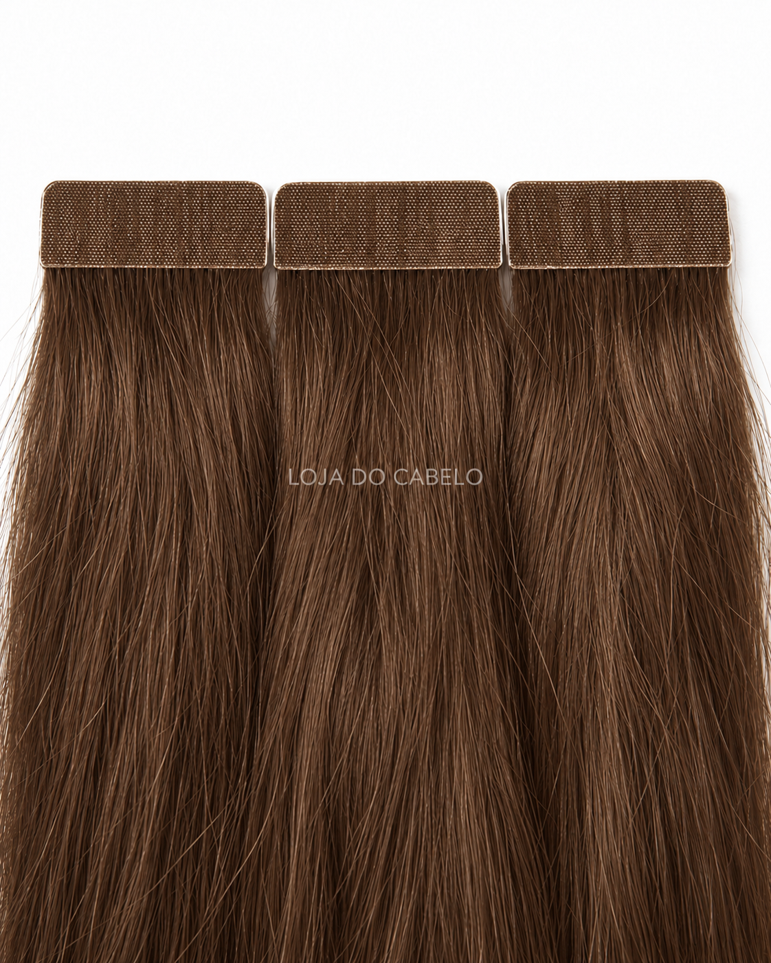 Extensões de cabelo liso com fita adesiva 60 cm · Cor #2 — pontas cheias e bases adesivas.