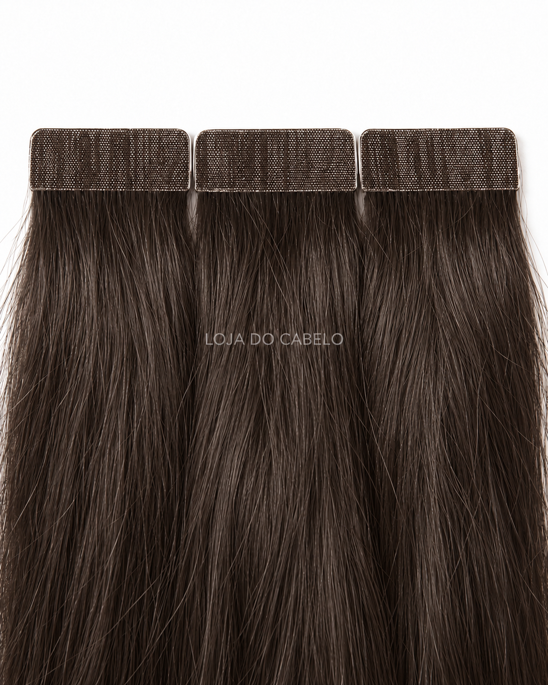 Extensões de cabelo liso com fita adesiva 60 cm · Cor #3 — pontas cheias e bases adesivas.