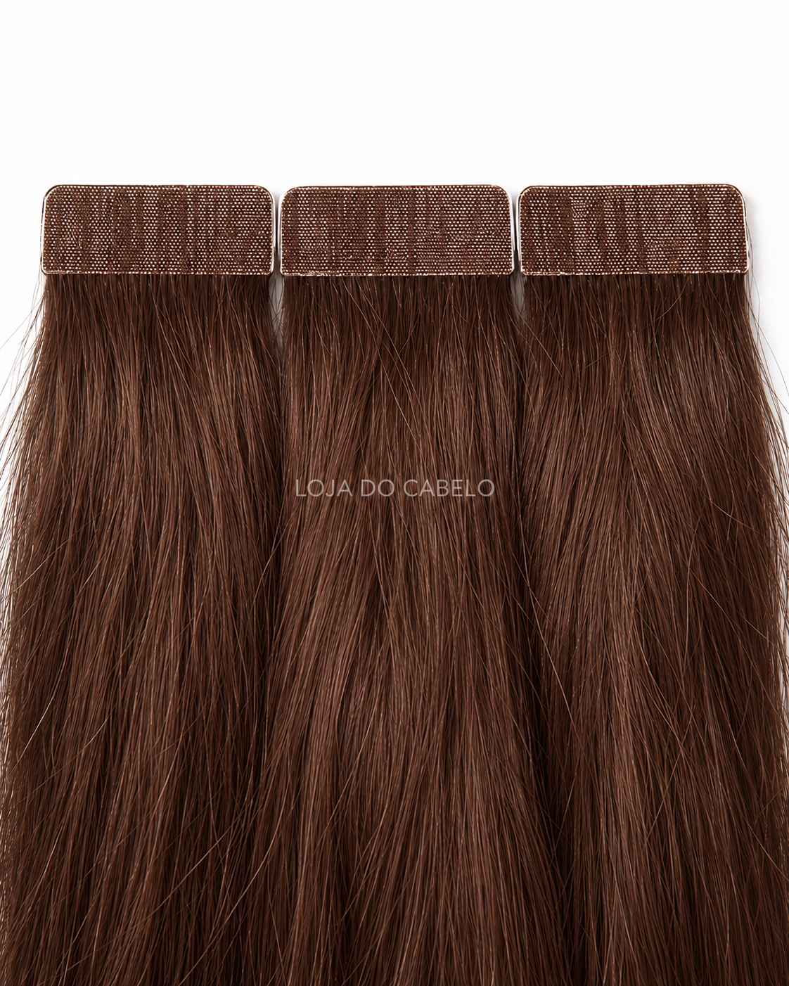 Extensões de cabelo liso com fita adesiva 60 cm · Cor #4 — pontas cheias e bases adesivas.