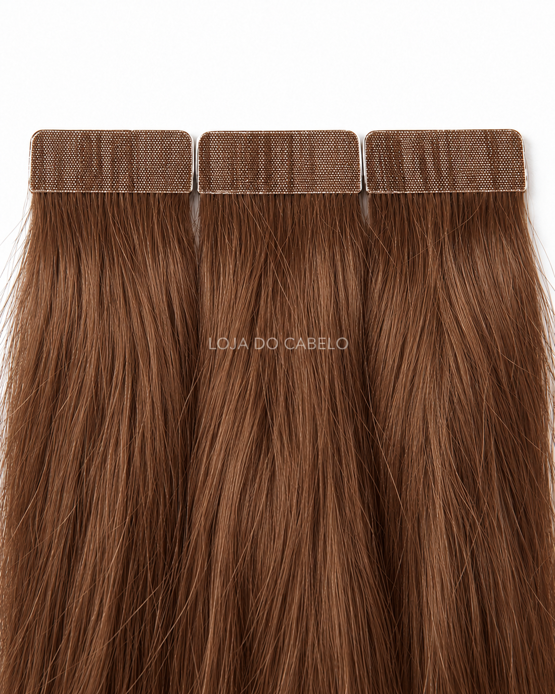 Extensões de cabelo liso com fita adesiva 60 cm · Cor #6 — pontas cheias e bases adesivas.