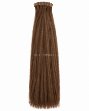 Extensões de cabelo liso com fita adesiva 60 cm · Cor #2 — pontas cheias e bases adesivas.
