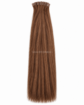 Extensões de cabelo liso com fita adesiva 60 cm · Cor #6 — pontas cheias e bases adesivas.